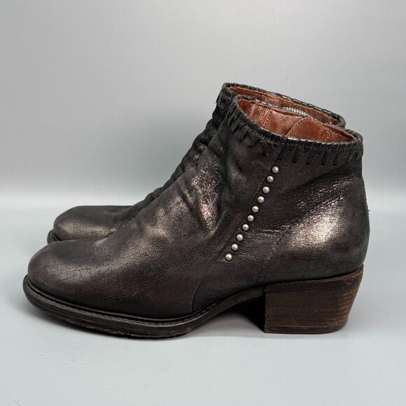 A.S.98 Airstep Womens 9.5 - 10 Metallic Gold Black Zip Bootie Boot Retro Vintage - Picture 4 of 12